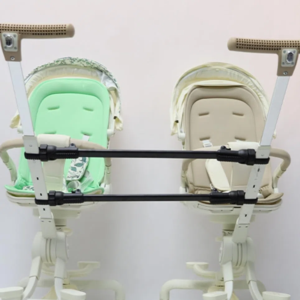 Milisten Verbindungsstück für Zwillingskinderwagen 2 Stück Leichter Faltbarer Doppelkinderwagenadapter aus Eisenrohr und Kunststoff für Ausflüge mit Kleinkindern
