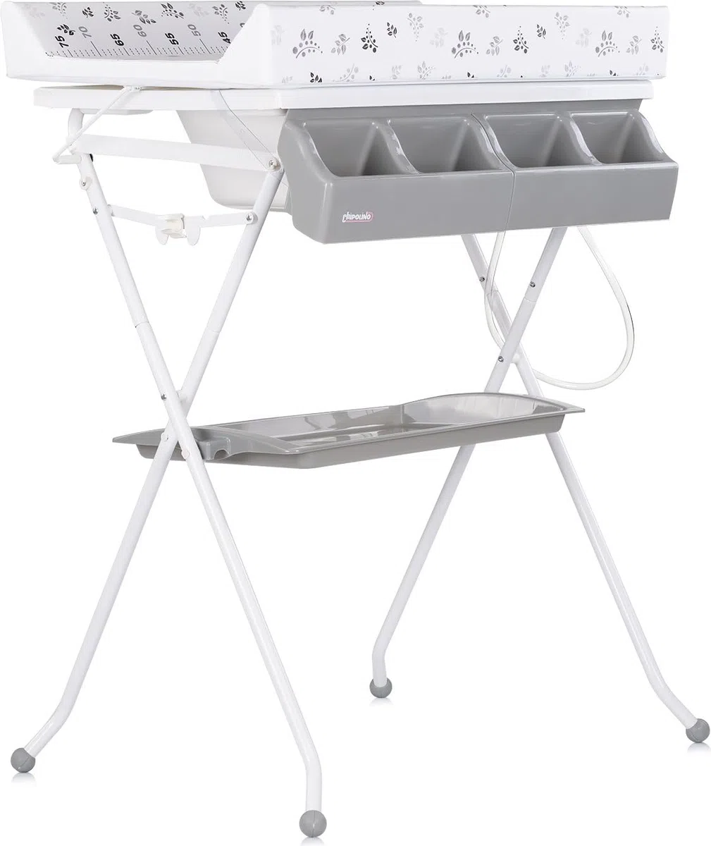 Chipolino Babywanne Wickeltisch 2 in 1 Aqua Zubehörfach klappbar Ständer Stopfen grau