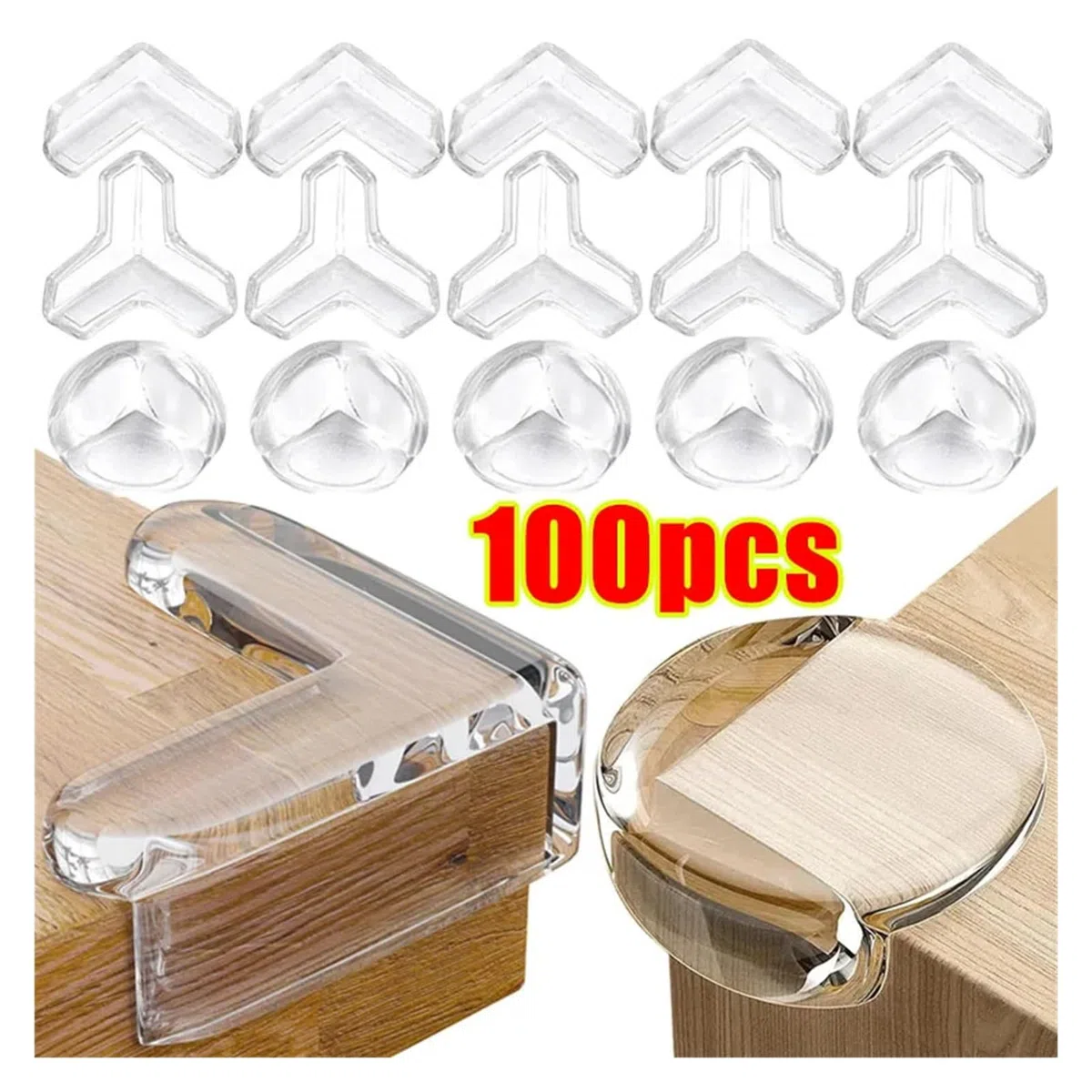 Sicherheits-Kantenschutz aus Silikon, weich, transparent, kollisionssicher, Kantenschutz for Tischecken(Color02,100pcs)