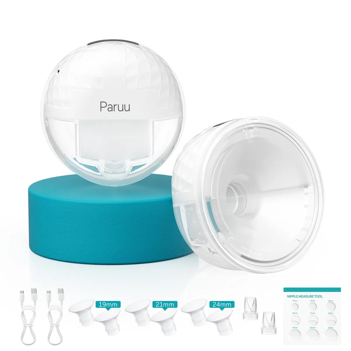 Paruu P10 Milchpumpe Elektrisch Freihändig, 338mmHg Starke Saugleistung, 4 Modi 9 Stufen mit 19/21/24/28mm Flansch, milchpumpe handsfree mit Smart-Display (2, Weiß)