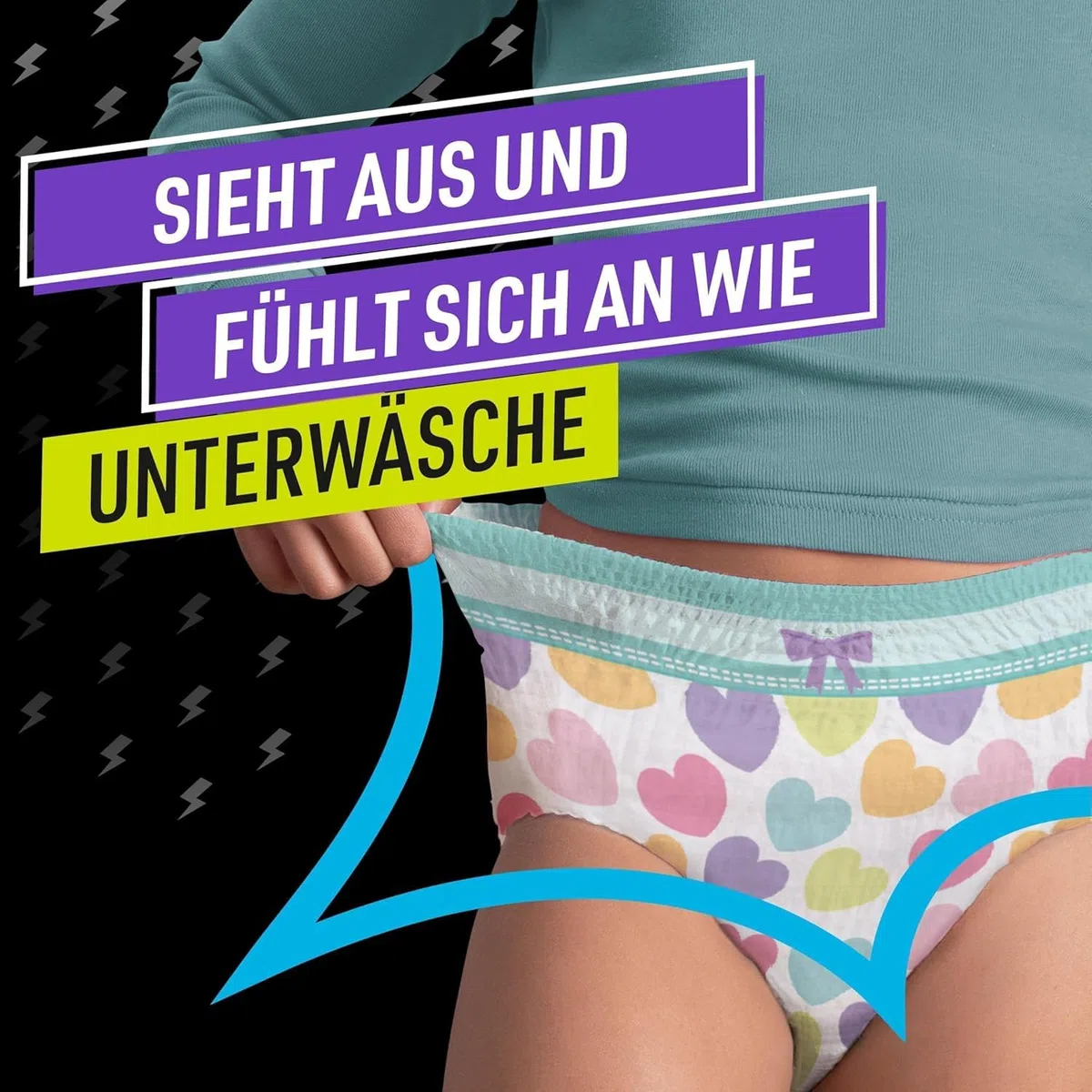 Ninjamas Pyjama Pants Herzen, 10 absorbierende Nachthöschen, 7 Jahre, 17kg-30kg, Auslaufschutz für die ganze Nacht