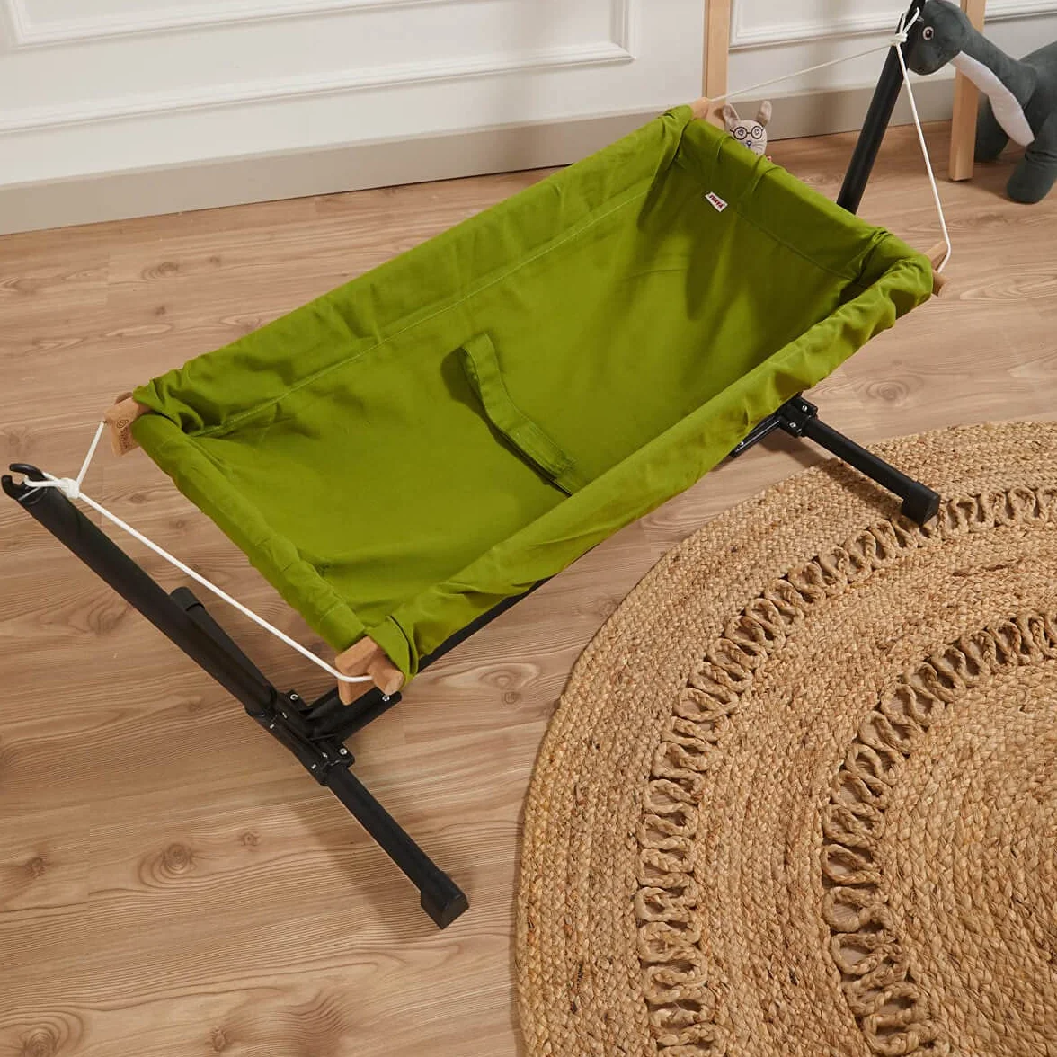 Baby Hammock with Stand Cradle 100% Cotton Cribs Travel Baby Hammock Wooden Swing with Stand