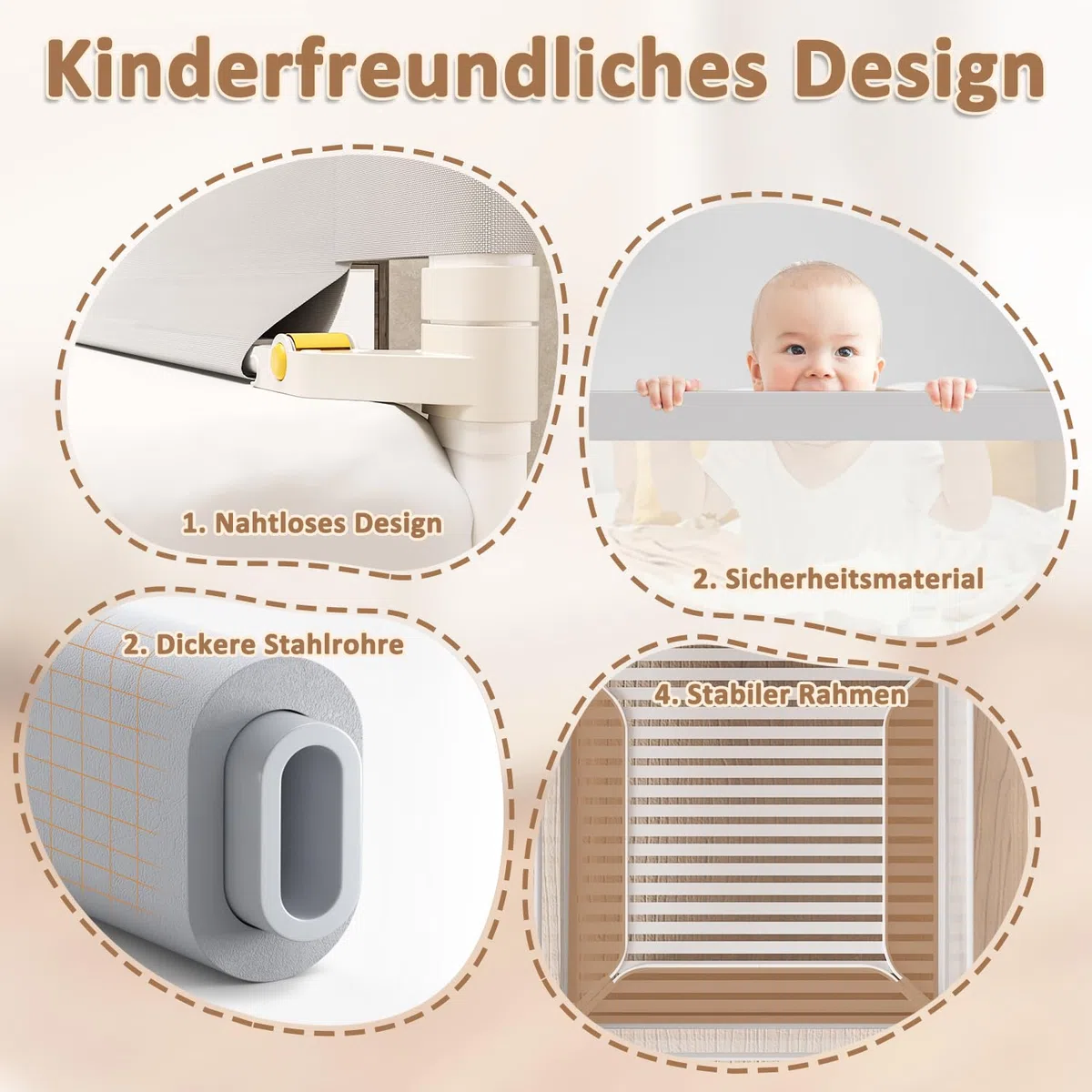 Eulenke Bettgitter Klappbar 200 cm, Bettgitter Rausfallschutz, Bettschutzgitter für Kinder Höhenverstellbar 68-95cm, einfache Montage Babybettgitter Kinderbettgitter