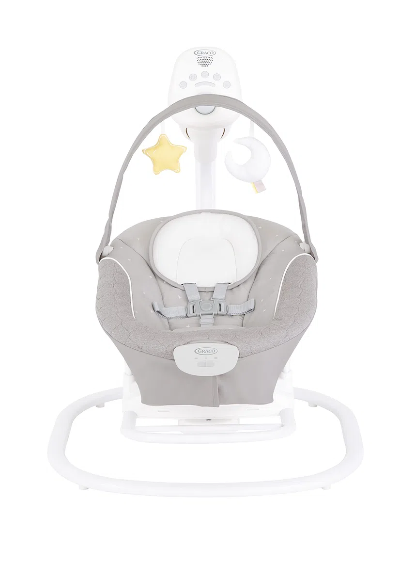 Graco SoftSway™ 2 in 1 elektrische Babyschaukel und Wippe, Starlight | Ab Geburt bis ca. 9 Monate (9 kg), sanft und leise, abnehmbare Sitzeinheit, 10 Musikvarianten und 5 Naturgeräusche