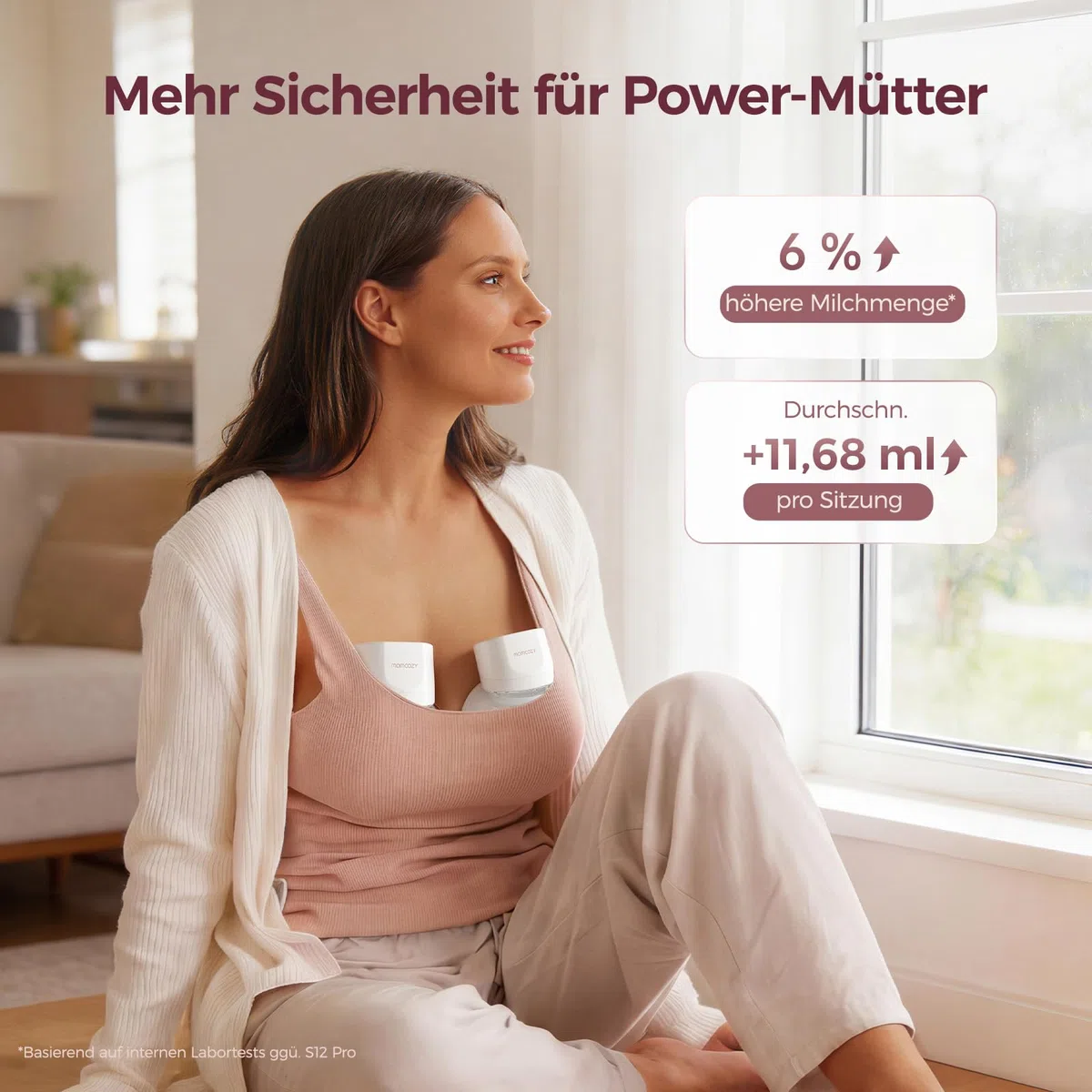 Momcozy Milchpumpe Elektrisch S12 Pro Quick, Freihändig breast pump electric, Tragbare Milchpumpe Elektrisch mit DoubleFit Hybrid-Brusthaube, Brustpumpe mit 3 Modi & 9 Stufen, 1er-Set, Weiß