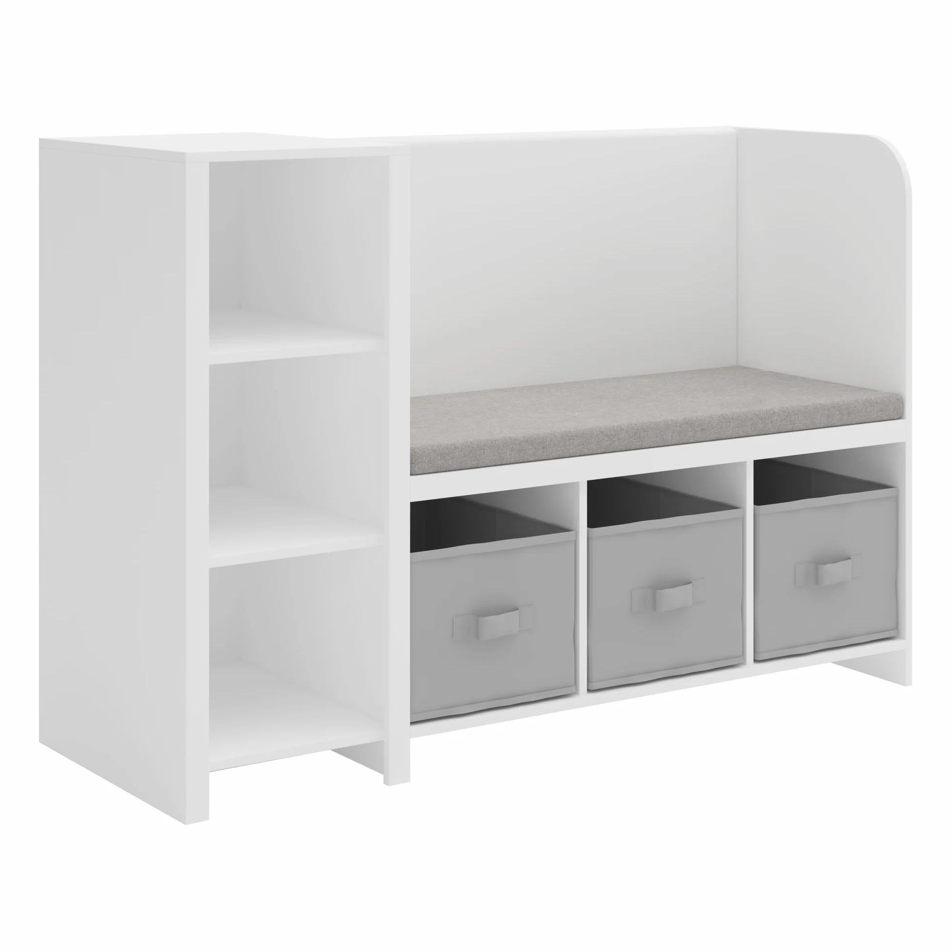 Kindersitzbank mit Regal Høylandet Sitzbank mit Stauraum 76 x 112 x 40 cm Weiß/Grau