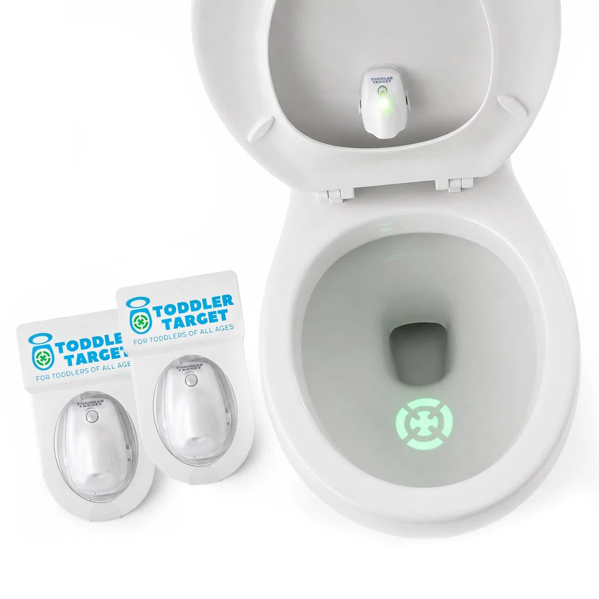 Verstellbares Töpfchentoiletten-Ziel mit Bewegungssensor, Bullseye-Beleuchtung und Nachtlicht, Präzisionstraining – ideal für das Töpfchentraining von Jungen (2 Packungen)