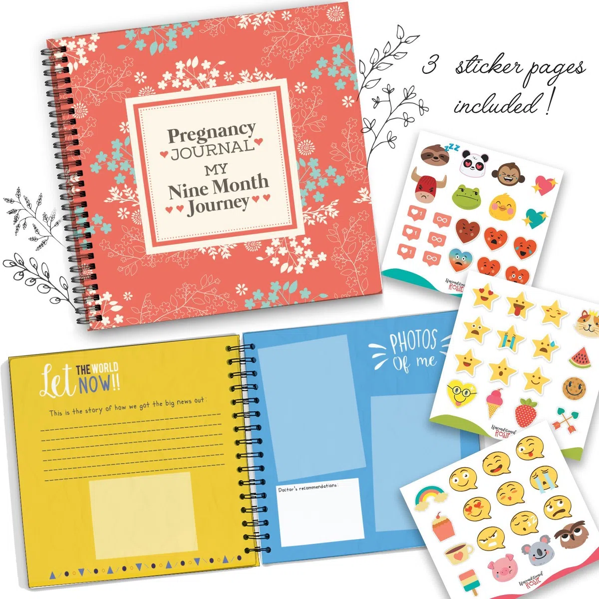 Meine 9-monatige Reise | Schwangerschafts-Tagebuch mit Aufklebern | Baby-Scrapbook und Fotoalbum | Schwangerschaftsmust-Haves Geschenke für Mütter zum ersten Mal | Bild- und Meilensteinbücher für