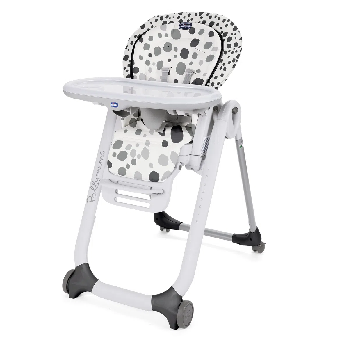 Chicco Polly Progres5 Verstellbarer Hochstuhl ab Geburt bis 3 Jahre (15 kg), Hochstuhl Baby mit Liegefunktion und Sitzerhöhung, mit 4 Rädern und Kompakter Schließung