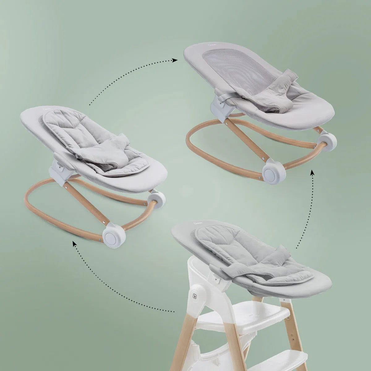 babyGO Levels Hochstuhl Newborn – mitwachsender Hochstuhl, klappbar, belastbar bis 110 kg, verstellbare Fußstütze, abnehmbarer Tisch (Weiß)