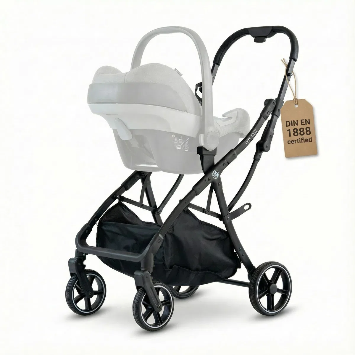 Fox Baby Kinderwagen-Gestell „Fox Taxi“ – leichtes, klappbares Universal-Gestell für Babyschale und Babywanne, kompatibel mit vielen Modellen, rückenschonend für kurze Wege und Reisen