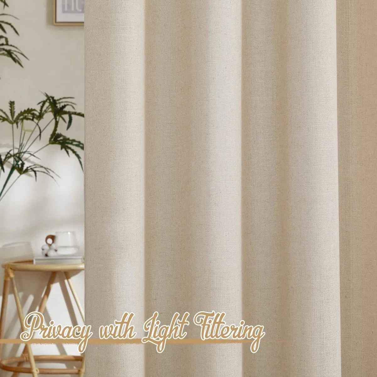Leinen Vorhänge Mit Ösen Natürliche Leinenstruktur Gardinen Für Fenster Schlafzimmer Wohnzimmer,Voile Vorhang Sheer Leinenvorhang Transparente Leinen Gardinen,Linen,70x180 cm(BxH)