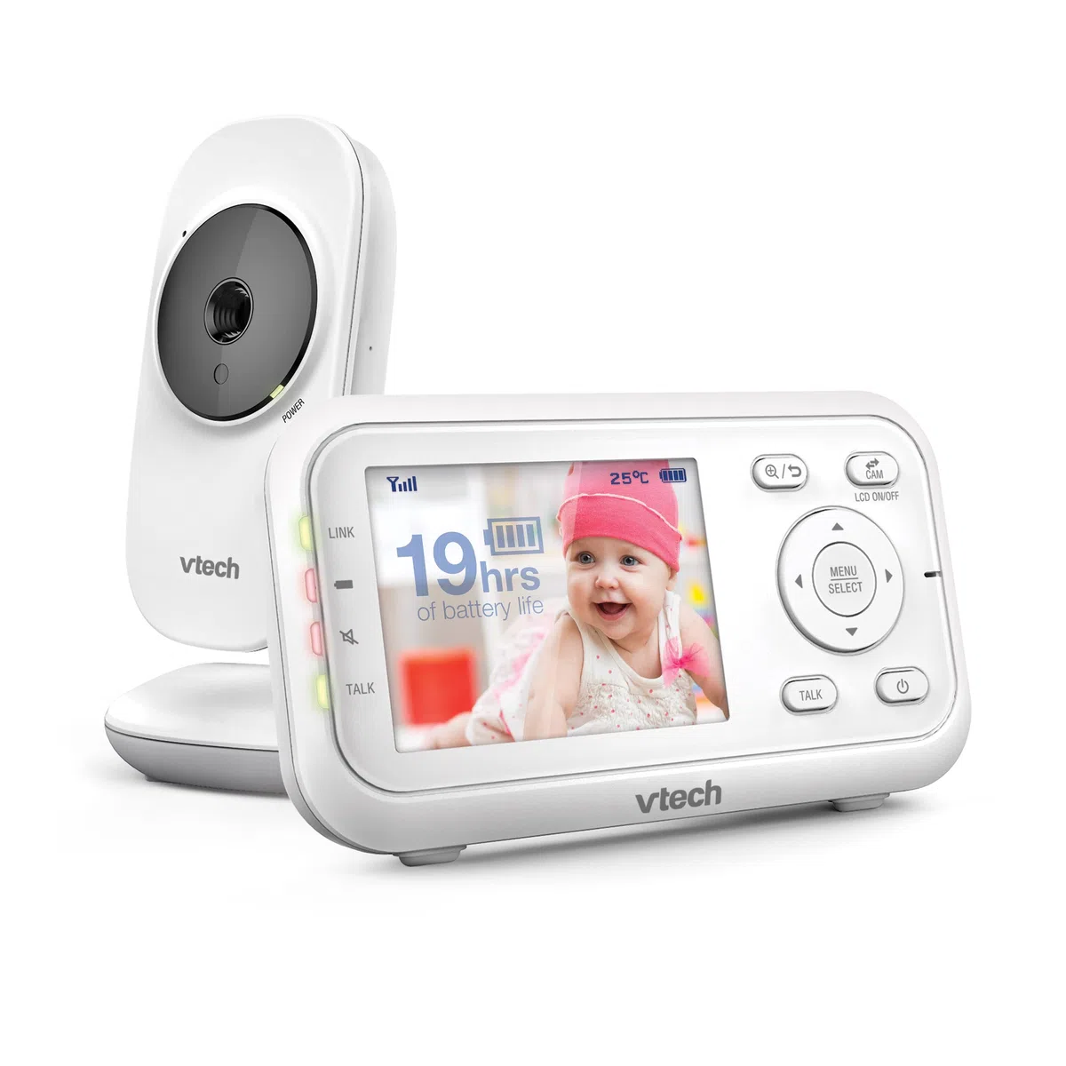 VTech VM3250 Video-Babyphone mit Kamera, 300 m Lange Reichweite, Babyphone mit 7,1 cm LCD-Bildschirm, bis zu 19 Stunden Video-Streaming, Nachtsicht, sichere Übertragung, Temperatursensor, beruhigende