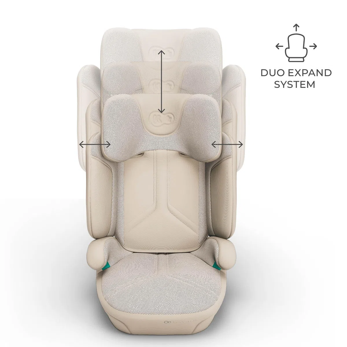 Kinderkraft XPAND 2 PRO i-Size Kindersitz 100–150 cm, mit ISOFIX oder Fahrzeuggurt, höhen- und breitenverstellbar (DUO EXPAND), H-GUARD+ Kopfstütze, SPS Seitenaufprallschutz, faltbar, Beige