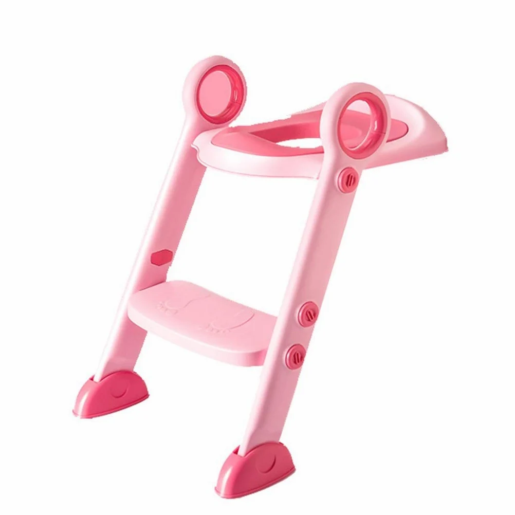 Toilette Töpfchen mit Trittleiter, Ergonomie Portable Einstellbar Töpfchentrainer Sicher Robust Falten Fußbank Zum Bad Junge Mädchen (Farbe : Rosa, Größe : A)