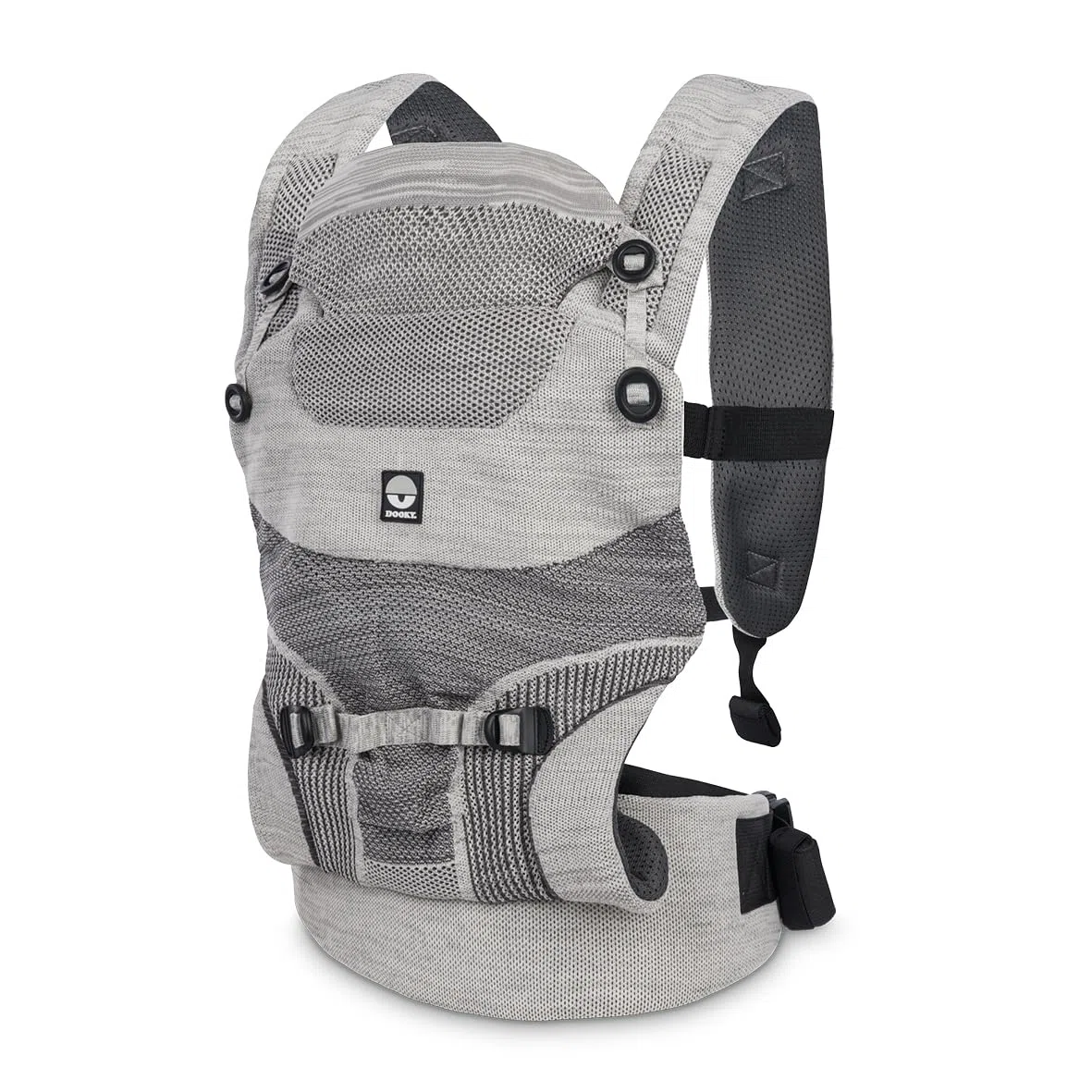 Dooky Carrier Terra Nova, Babytrage Neugeborene ab Geburt, Ergonomische Babytrage 0-3 Jahre, 3.5-15 KG, M-Position, 3 Tragepositionen: Bauchtrage und Rückentrage, Baby Carrier, Atmungsaktiv, Grey