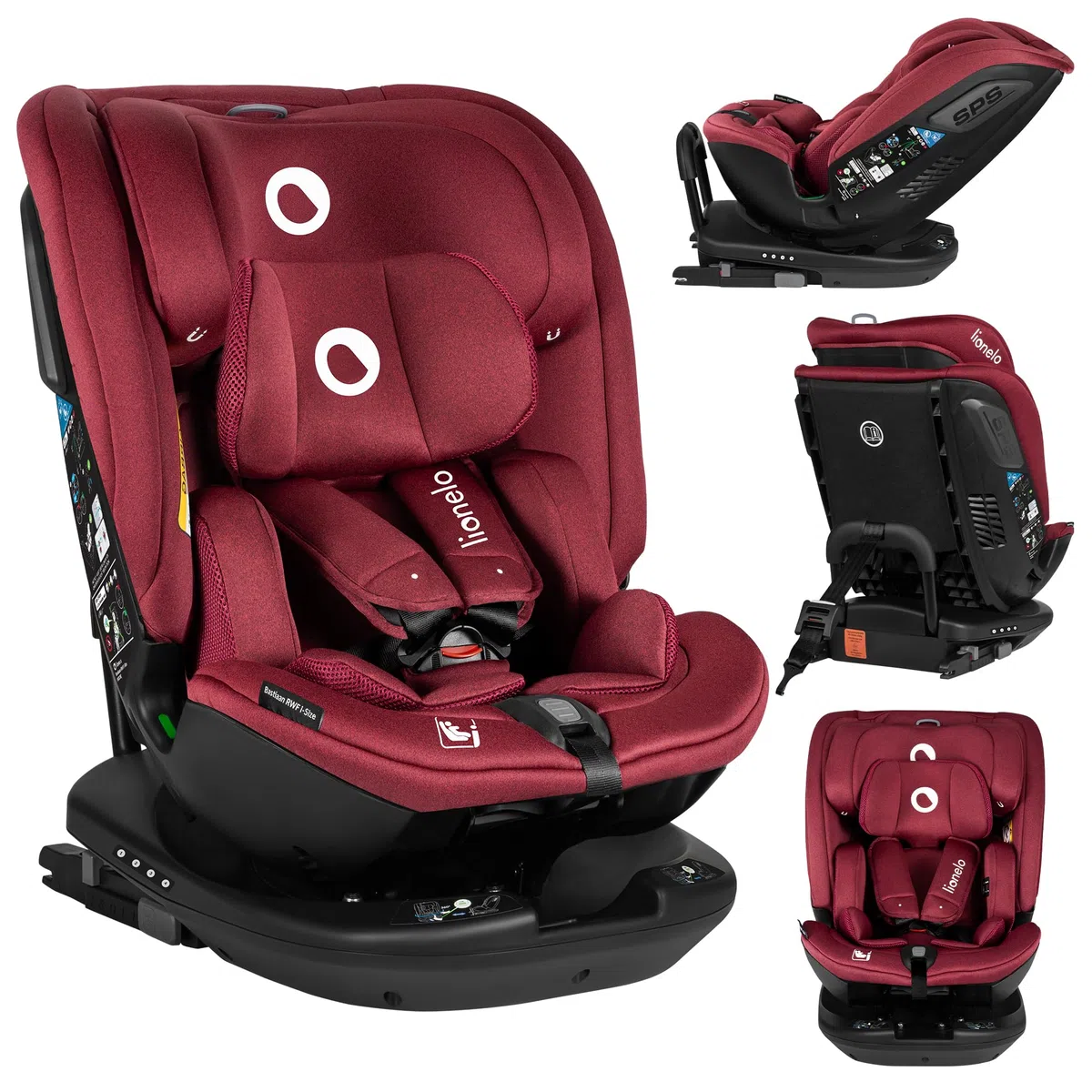 Lionelo Bastiaan RWF Baby- und Kleinkindautositz 0-36 kg von 40–150 cm | 360° drehbar ISOFIX-zertifiziert i-Size R129 neuester Standard, Befestigung vorne und hinten, Seitenschutz, voll verstellbar