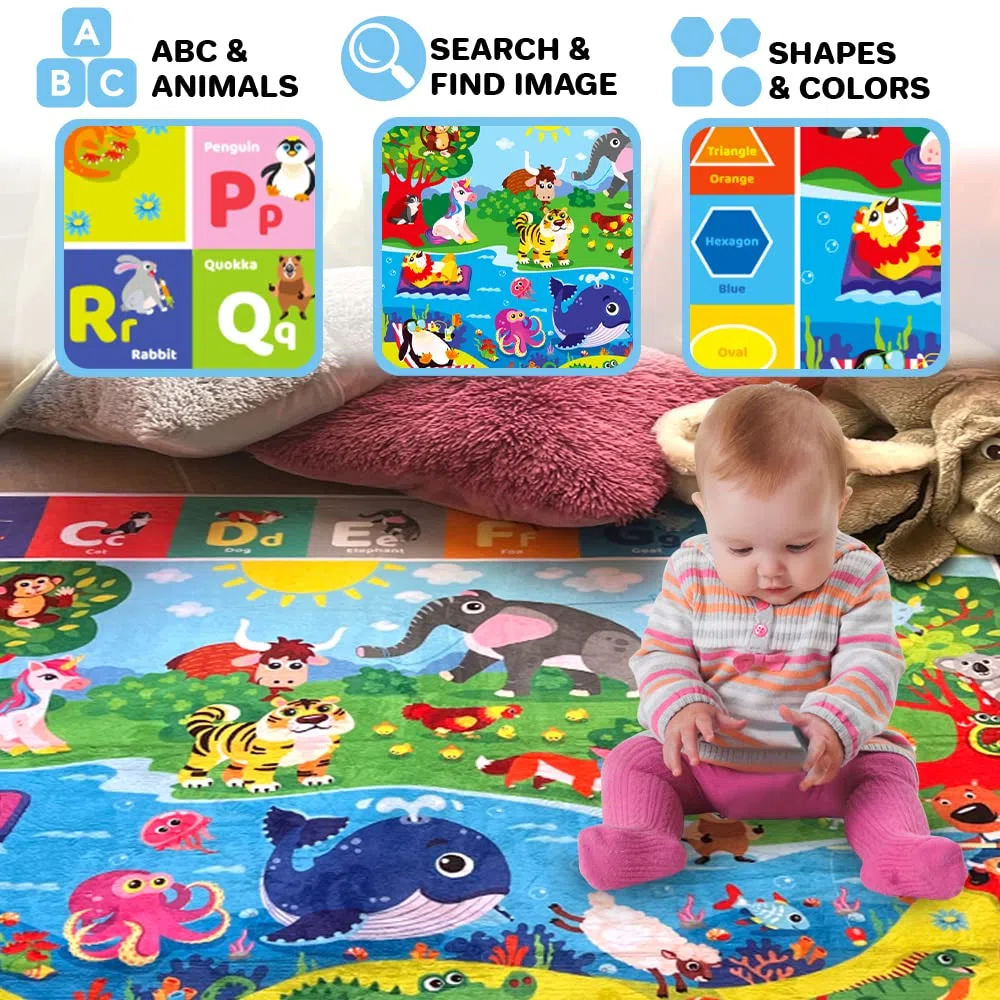 QUOKKA Spielmatte Baby - Spielteppich Kinder - ABC Teppich Kinderzimmer Für Junge & Mädchen - Antirutsch Krabbelmatte Baby Faltbar - Kinderzimmer Waschbarer Teppich