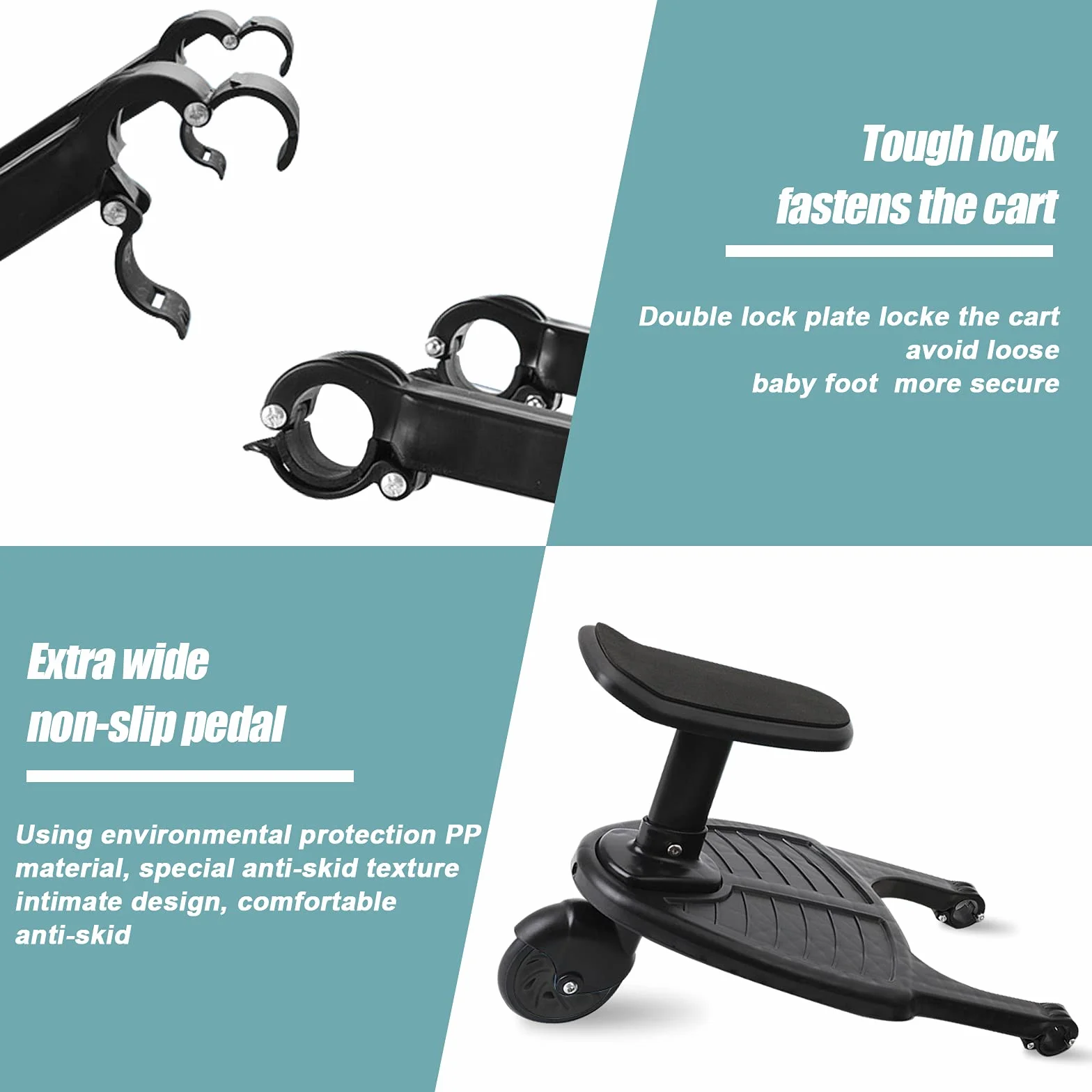 Vihir Buggy Board Trittbrett Mitfahrbrett Passend für Baby Jogger Travel Pram Kinderwagen für 2-6 Jahre alte Kinder, Mit Einer Maximalen Belastung von 25Kg