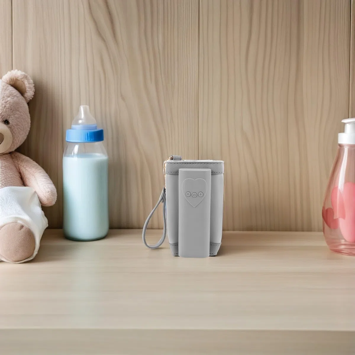 Tragbares Flaschenwärmgerät für Milchflaschen, Kompakt | Pu Hülle mit Hardware, Universelle Passform, für Zuhause und Unterwegs, Moderne Form, Intelligente Technik