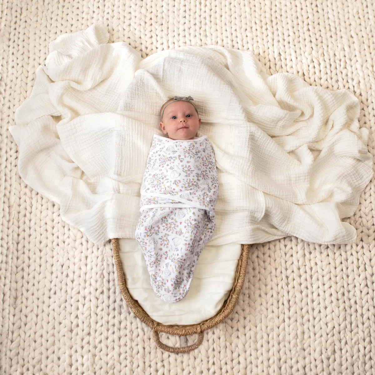 aden + anais, Baby-Wickeltuch aus Baumwolle, für Neugeborene, tragbare Wickeldecke, 3er-Pack, Disney-Prinzessin, 0–3 Monate