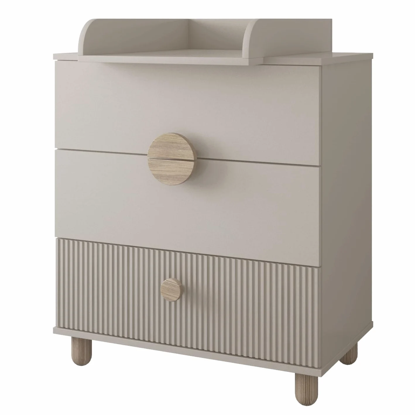 zee Bambi Kaschmir Babybett Set 120x60 cm mit Schublade & Barriere + Wickelkommode LOFT mit Wickeltisch Babyzimmer Möbel Set Kinderbett Umbaubar zum Juniorbett Baby Bed Robustes Gitterbett