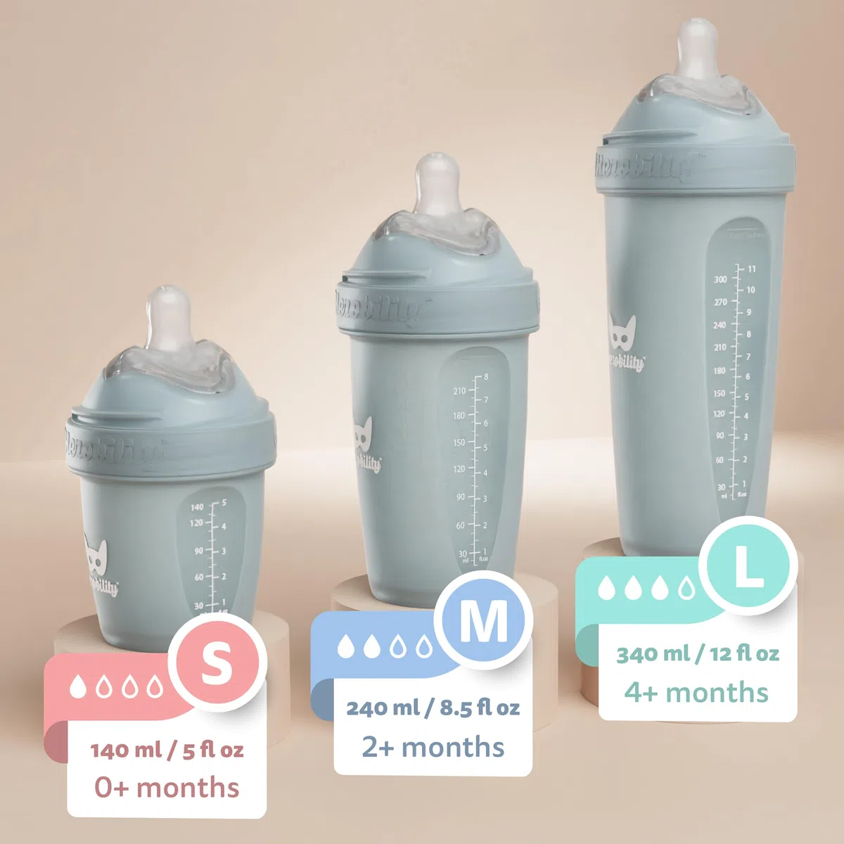 Superman DC Comics - Herobility Double Anti-Colic Baby Bottles – 8.5 fl oz/240ml – 3-pack