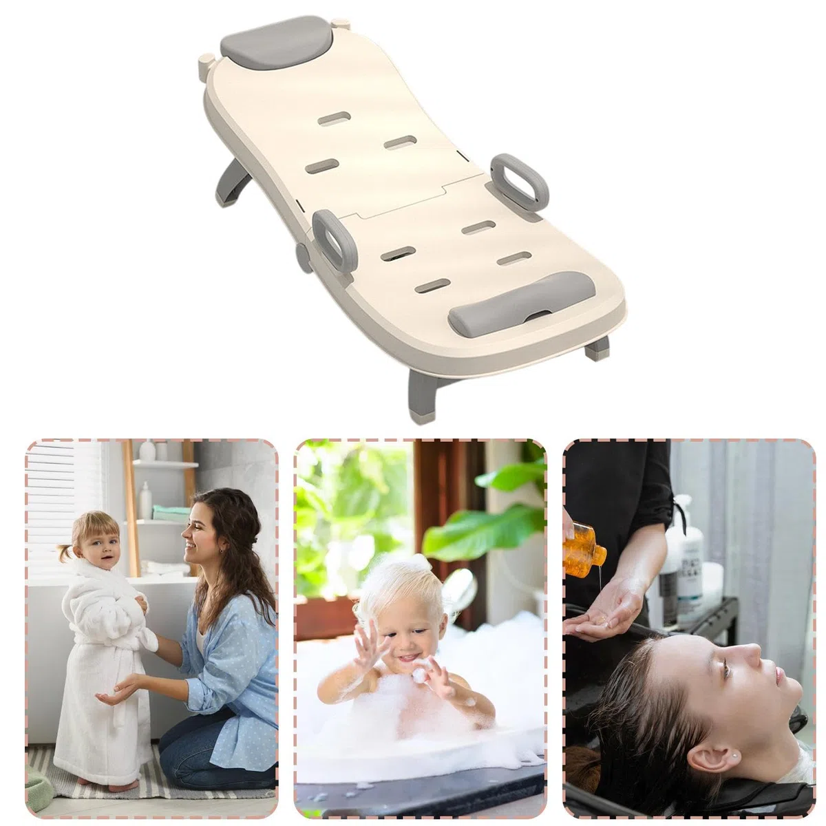 Shampoostuhl für Kleinkinder, Haarwaschstuhl für Kinder, verstellbares Bett zum Waschen von Kinderhaaren, tragbarer Liegesessel für Baby-Shampoo