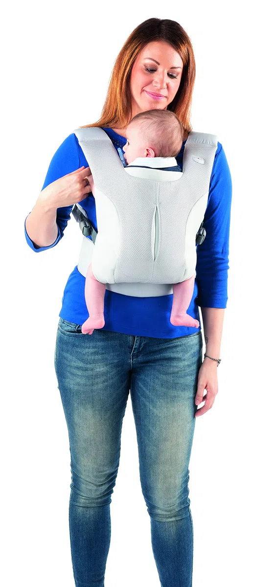 Chicco Babytrage Myamaki Air, ergonomisch und sicher für Babys Hüfte und Rücken, atmungsaktives 3D-Gewebe, silber, ab Geburt bis 15 kg