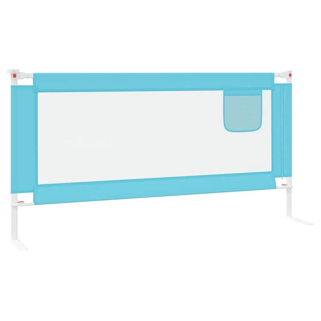 Kleinkind-Bettschutzgitter Blau 180x25 cm Stoff mit Verstellbarer Höhe 70-95 cm, Rausfallschutz und Absturzsicherung für Kinderbett, Bettbarriere für Babysicherheit im Schlafzimmer