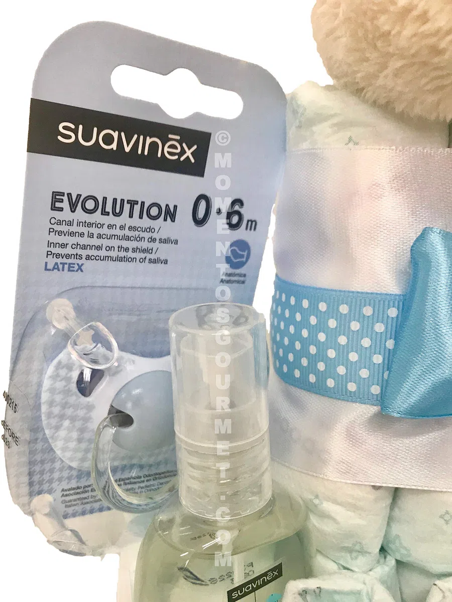 DODOT Windeltorte Suavinex blau mit Schnuller (Größe 3 (4-9 kg))