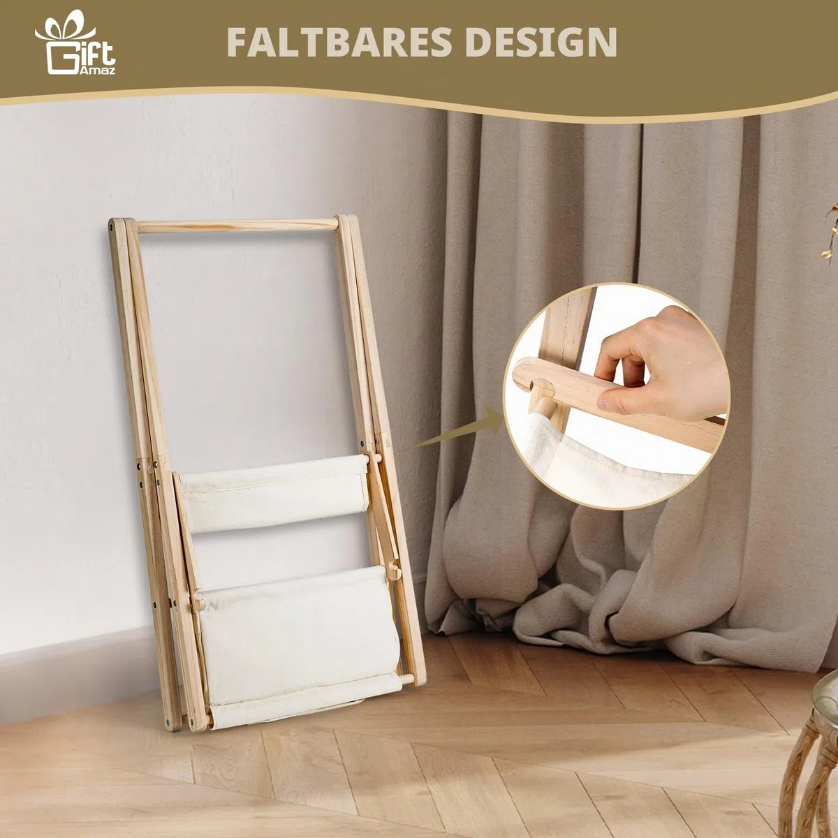 GiftAmaz Holz Babykorb für Babyparty, Zweistöckiger geschenkkorb baby, Baby Aufbewahrungskiste aus Holz mit Kleiderbügeln, Baby Shower Deko Baby Geschenk zur Geburt für werdende Eltern