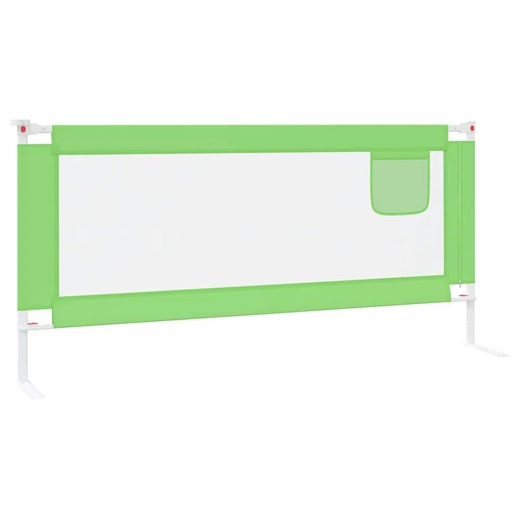 Kleinkind-Bettschutzgitter Grün 200x25 cm Stoff mit Höhenverstellung, klappbar, als Rausfallschutz und Absturzsicherung für Kinderbett, Babybett, Elternbett und Familienbett