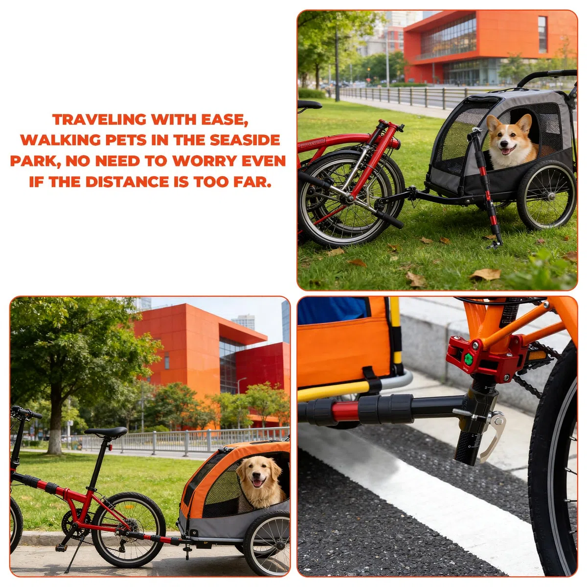 GIAK Bicycle Trailer Adapter Bicycle Trailer Coupler Modular Nylon Component Design Damping and Steering System for Portable Folding Trolley Steel for Bicycles with Seat Tube Diameter 27-32mm