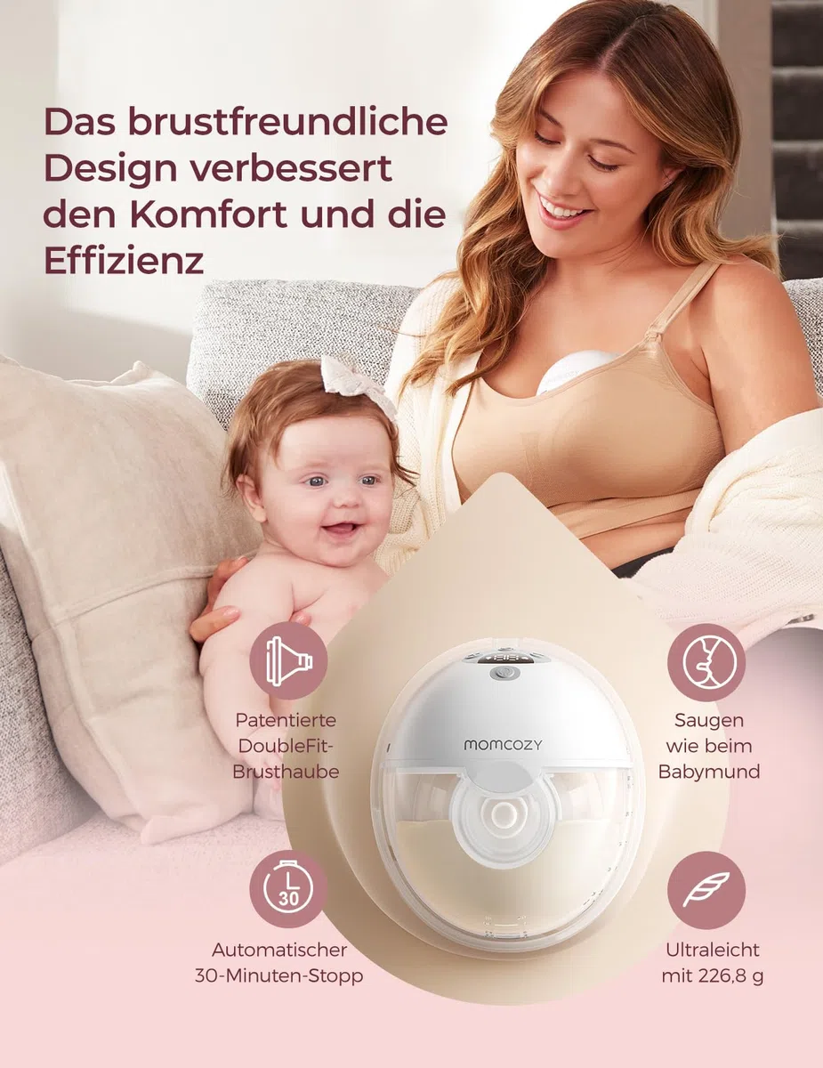 Momcozy Wärmendes Set zur Unterstützung des Milchflusses – Große Wärme- & Kältekompressen mit App-gesteuerter elektrischer Milchpumpe, gemeinsam angewendet für eine effizientere Pumproutine