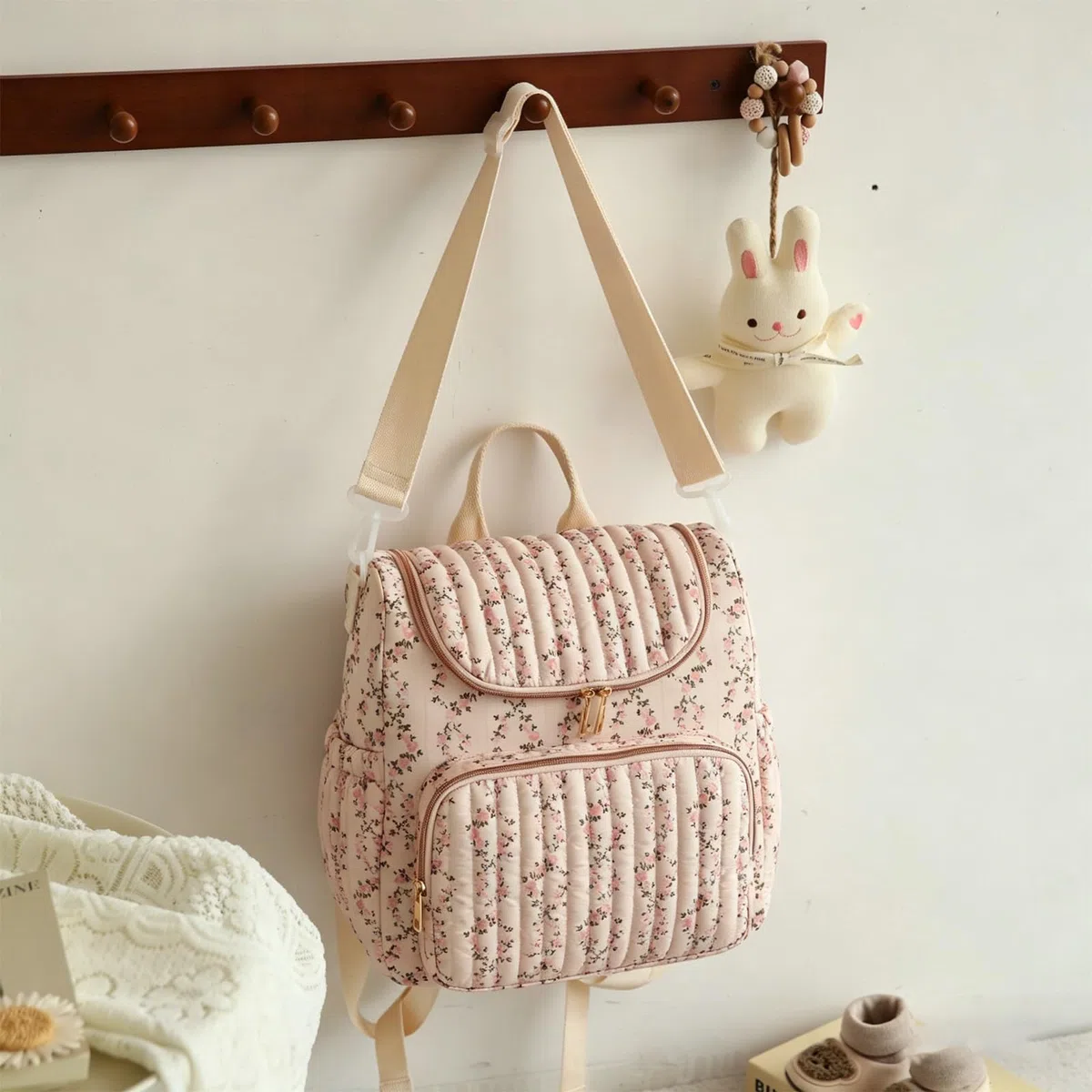 Praktischer Rucksack mit mehreren Aufbewahrungszonen, Haken und Wickeltasche aus Wassermaterialien, A, One Size, Massenschönheit