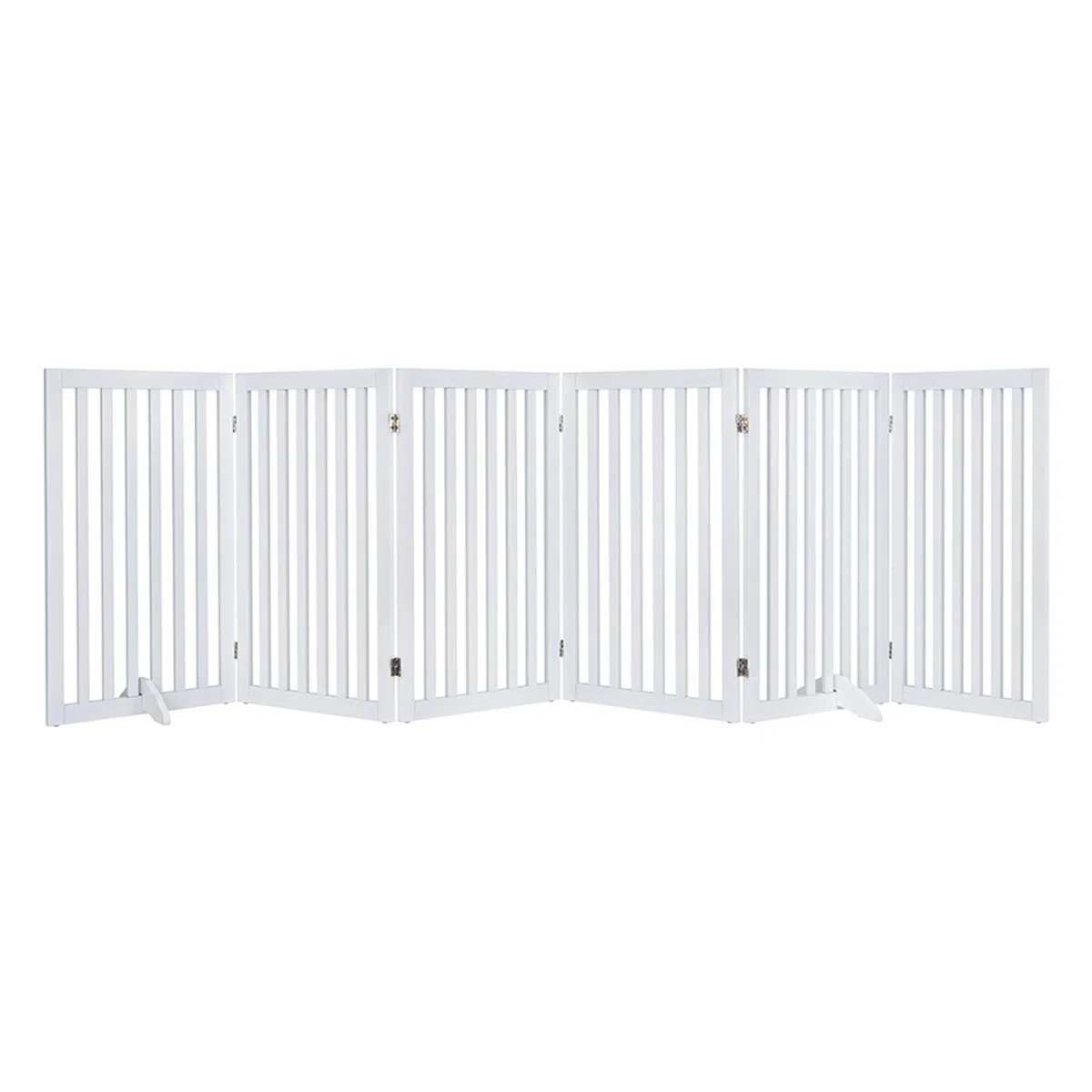 Unipaws Hundegitter 306 cm extra breit freistehendes Hundetor faltbares Welpengitter Holz Laufstall erweiterbare Hundebarriere (91 cm, Weiß)