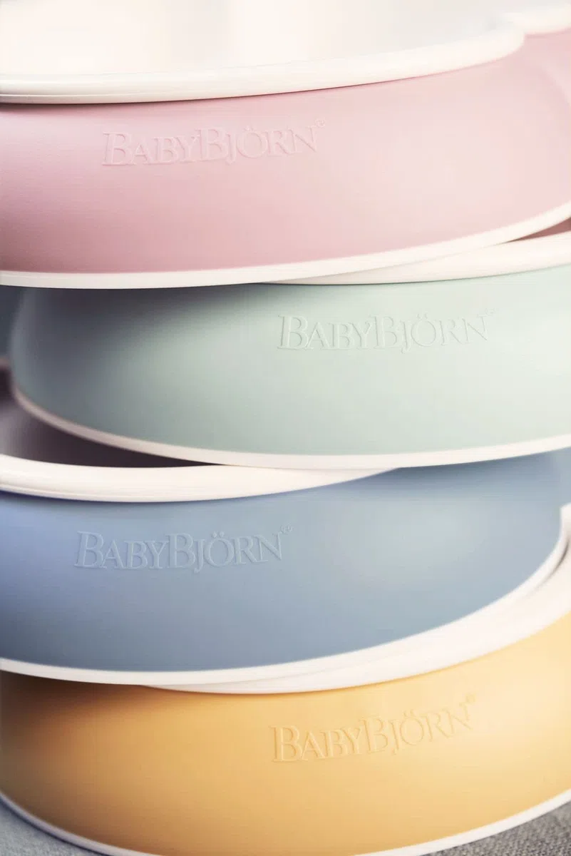 BABYBJÖRN Kinderteller, Löffel und Gabel, 2 Sets, Blassrosa