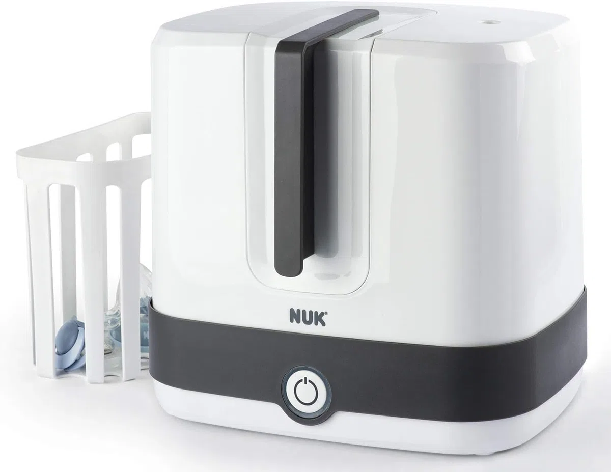 NUK Vario Express Dampf-Sterilisator Modular für bis zu 6 Babyflaschen, 1 Stück & Thermo 3 in 1 Flaschenwärmer, zum einfachen, sicheren und schonenden Erwärmen, 1 Stück (1er Pack)