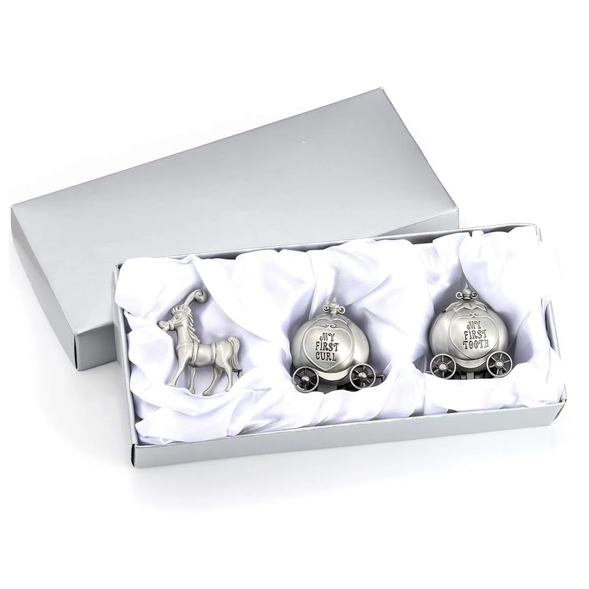 Mogoko Silberner Zahnhalter, Mein erster Zahn und Locke, Andenkenbox-Set, Baby-Zahnfee, Geschenk-Box für Kinder
