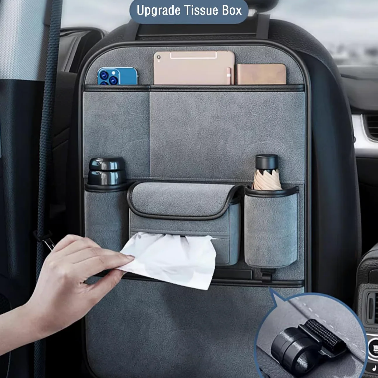 Autositz-Organizer für Kinder, Autositz-Organizer für Volkswagen Teramont 2017–2026, Auto-Reisezubehör, wasserdicht, Abdeckung für Kinderspielzeug, Aufbewahrungstasche (hochwertig, schwarz, ein