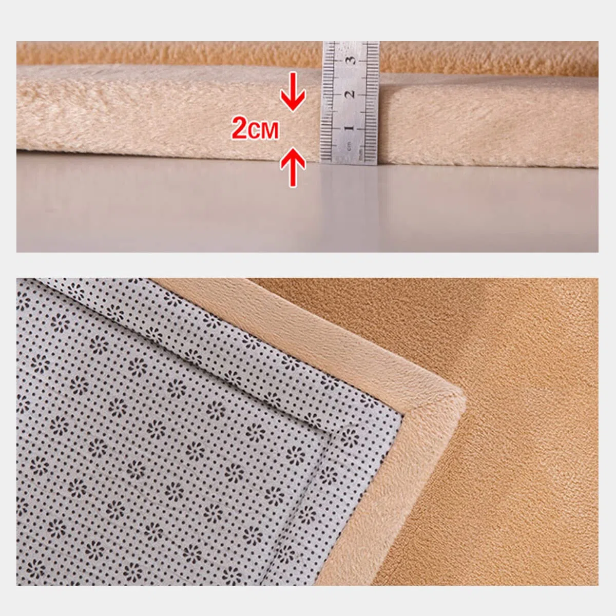 GGoty Großer Teppich, Korallensamt, Baby-Spielmatte, dick, für Kinder, Arbeitszimmer, Küche, Kinderzimmer, Krabbelmatte für Babys, rutschfeste Yogamatte (120 x 150 x 2 cm, Khaki)