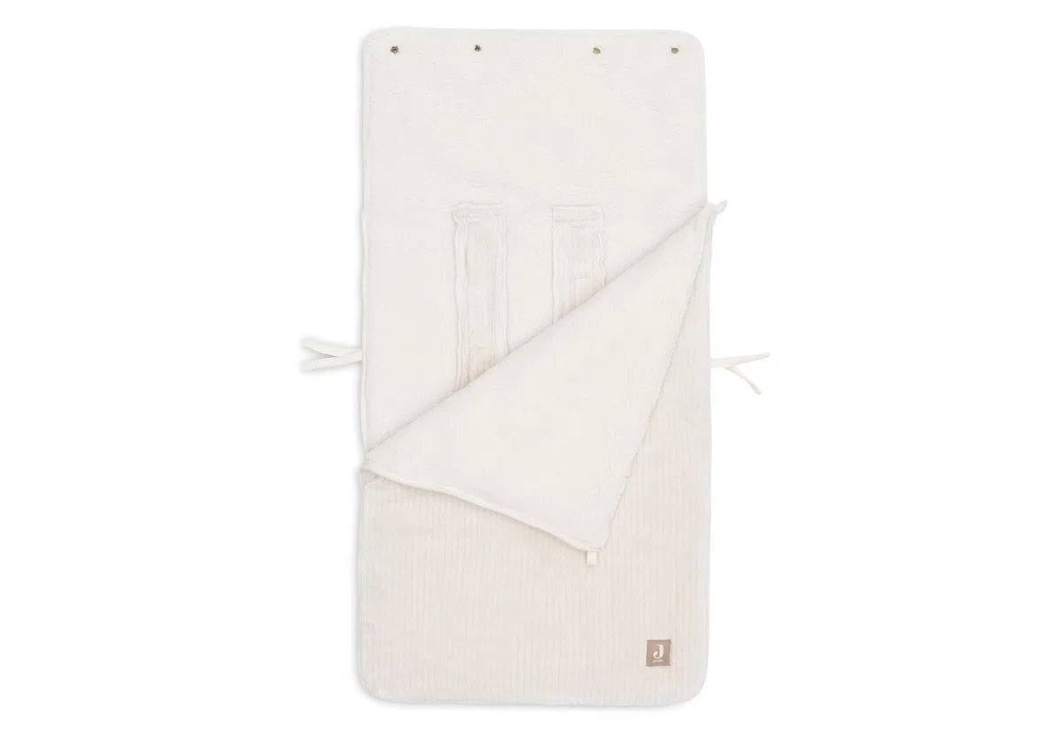 Jollein Fußsack Cloudy Rib Oatmeal Babyschale Kinderautositz Gruppe 0+ Kinderwagen 3-Punkt- 5-Punkt-Gurt Rippstruktur Fleecefutter