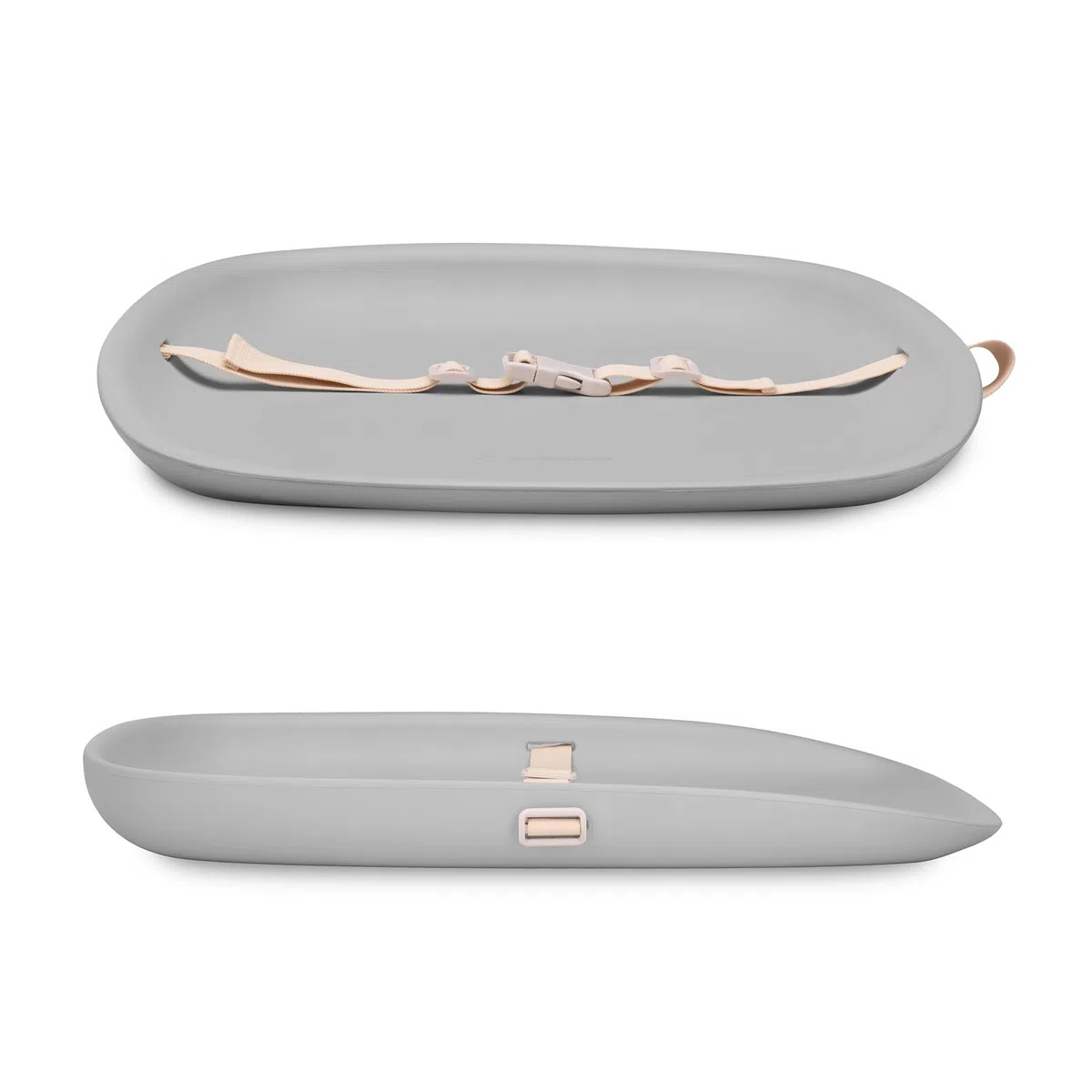 Rengjore Wickelauflage Wickelunterlage abwaschbar mit erhöhten Seiten und verstellbarem Gurt rutschfester Unterseite für Wickeltisch Wickelkommode Wickelaufsatz für Babys Frost Grey