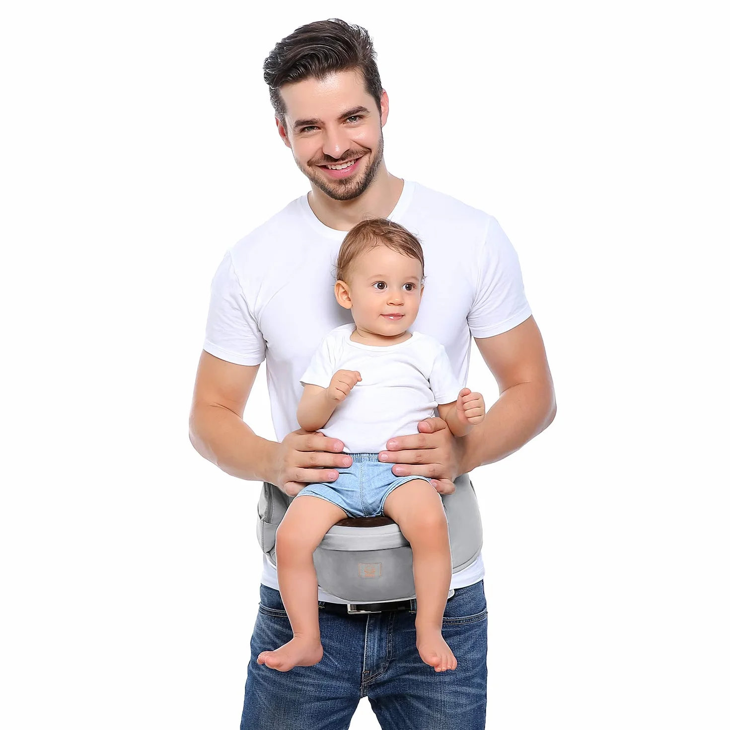 GAGAKU Baby Hüftsitz Leichte Taille Hocker 4 Tragepositionen für Kinder 0-36 Monate Neugeborenes - Grau