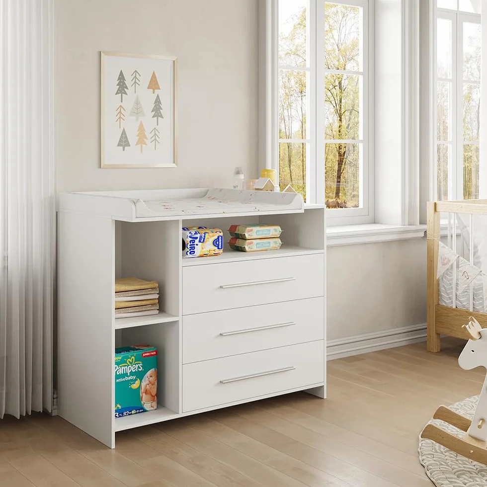 Vicco Wickelkommode Paula Weiß 110 x 93.5 cm mit Wickelaufsatz