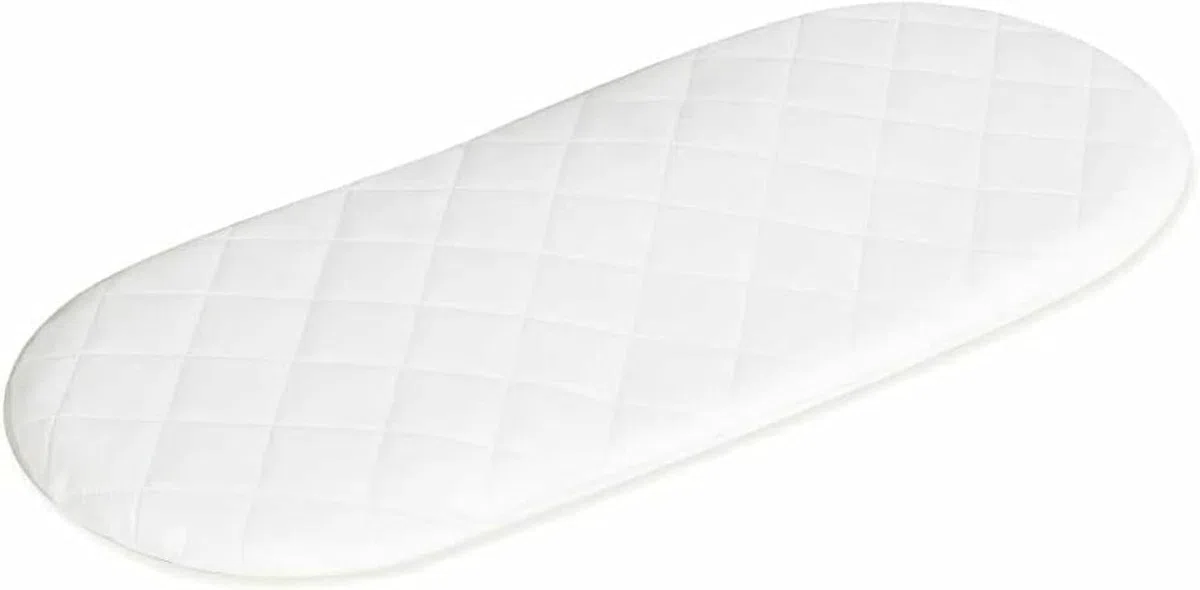 Baby-Matratze, Schaumstoff, Oval, Gesteppt, Weiß, Plüsch, 75 x 32 cm