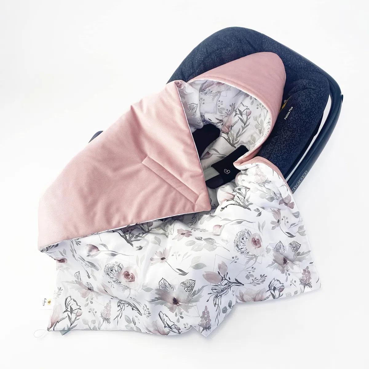 Einschlagdecke für Babyschale Autositz, Universal, Frühling Sommer Minky Baby Decke mit Klettverschluss Babytragen leicht Übergangssaison (BLUMEN)