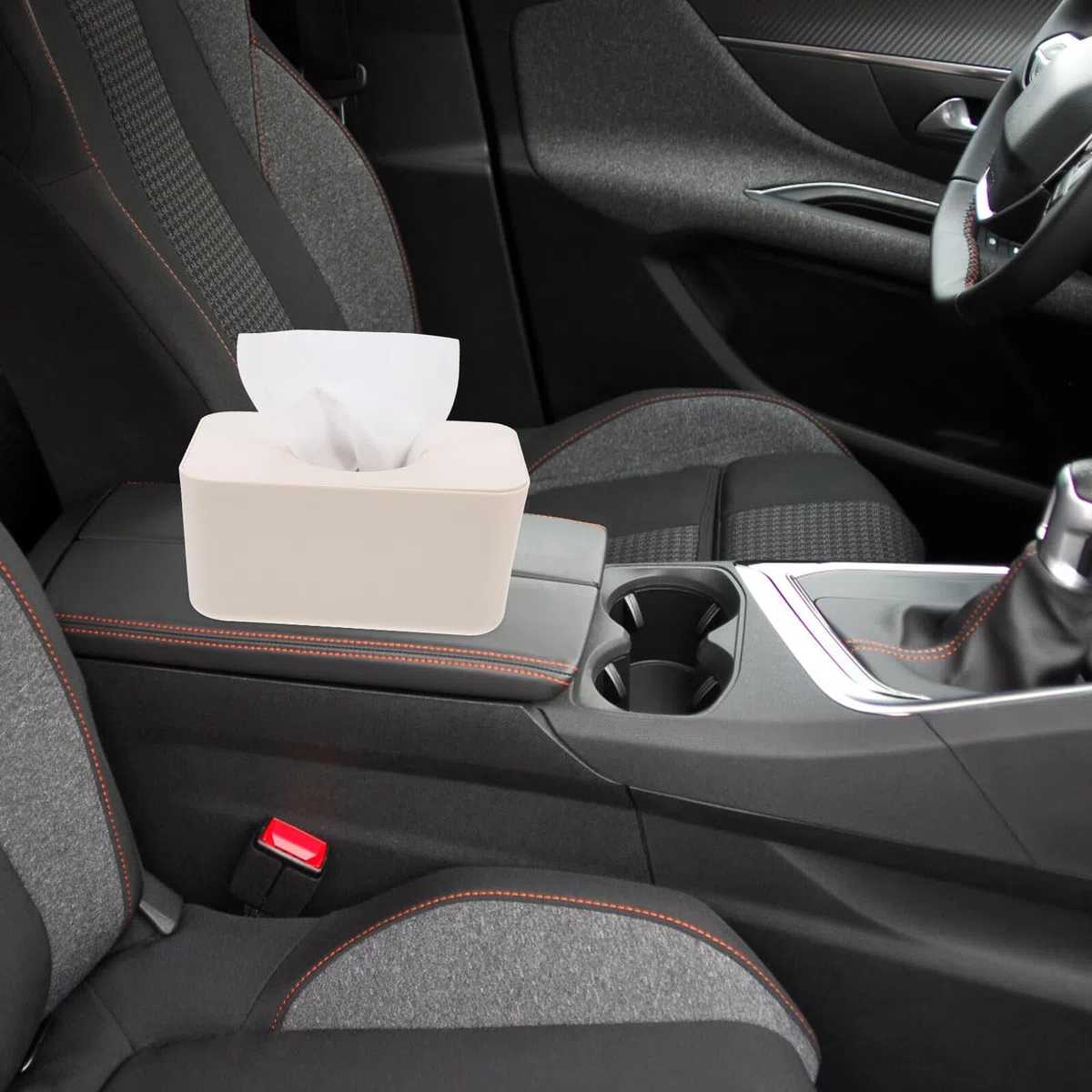 Silikon Feuchttücherbox mit Deckel, Beige, Große Kapazität | Aufbewahrungsbox für Haushalt und Auto, 1 Stück, Praktische Lösung zum Ordnen von Tüchern