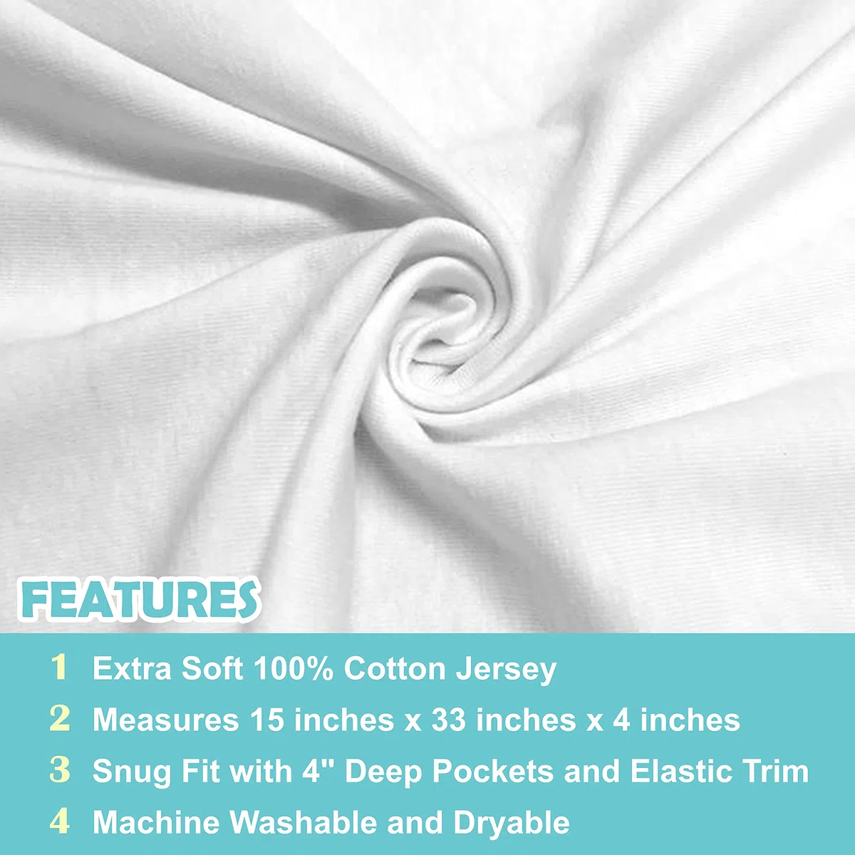 American Baby Company 2 Stück, 100 % Baumwolle, Jersey, geeignet für Bassinet-Stoff, Weiß
